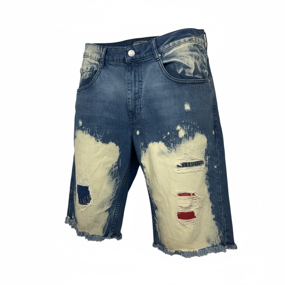 Parish Nation Jean‎ Short Men's  sz 32 thrashed Bleach Wash Ripped Distressed